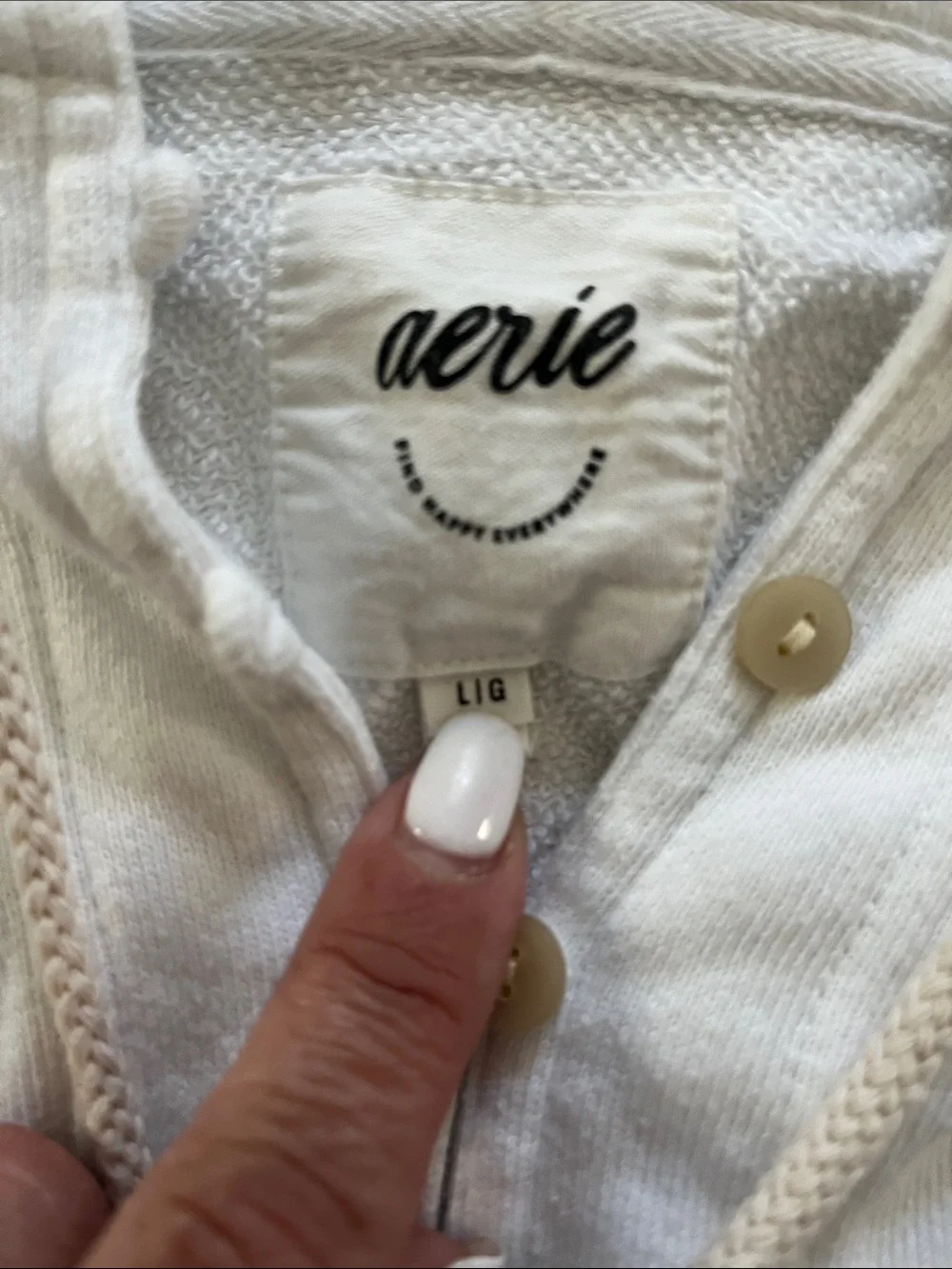 aerie White Hooded Cowl Pullover